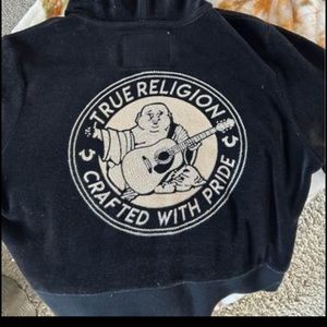 True religion velour  cropped zip up sweater